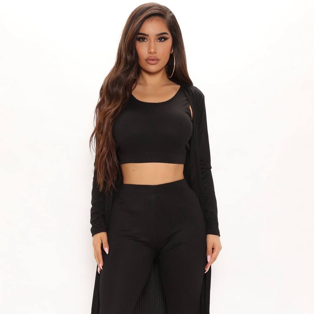 ~2 Piece Ribbed Ensemble Set:Ribbed Leggings & Crop Top(Cardigan NOT INCLUDED)~